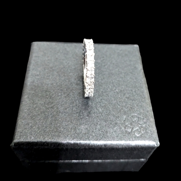 Sterling Silver Baguette CZ Eternity Ring Size 8 - Picture 2 of 5